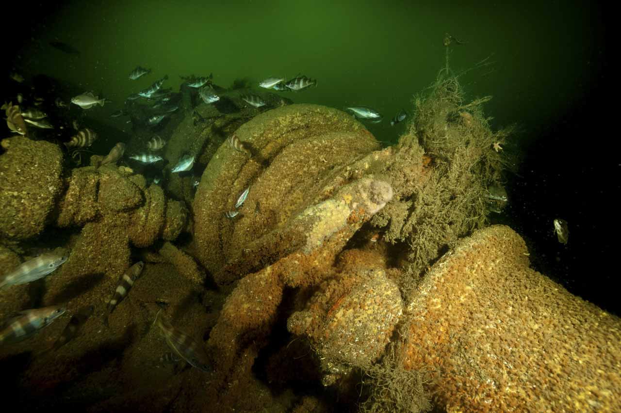 L'épave du Sauerland au large des côtes de la Charente-Maritime dans l'Atlantique.