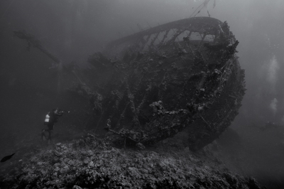 The Umbria wreck laying off the coast of Sudan. Photographs by Amar Guillen.