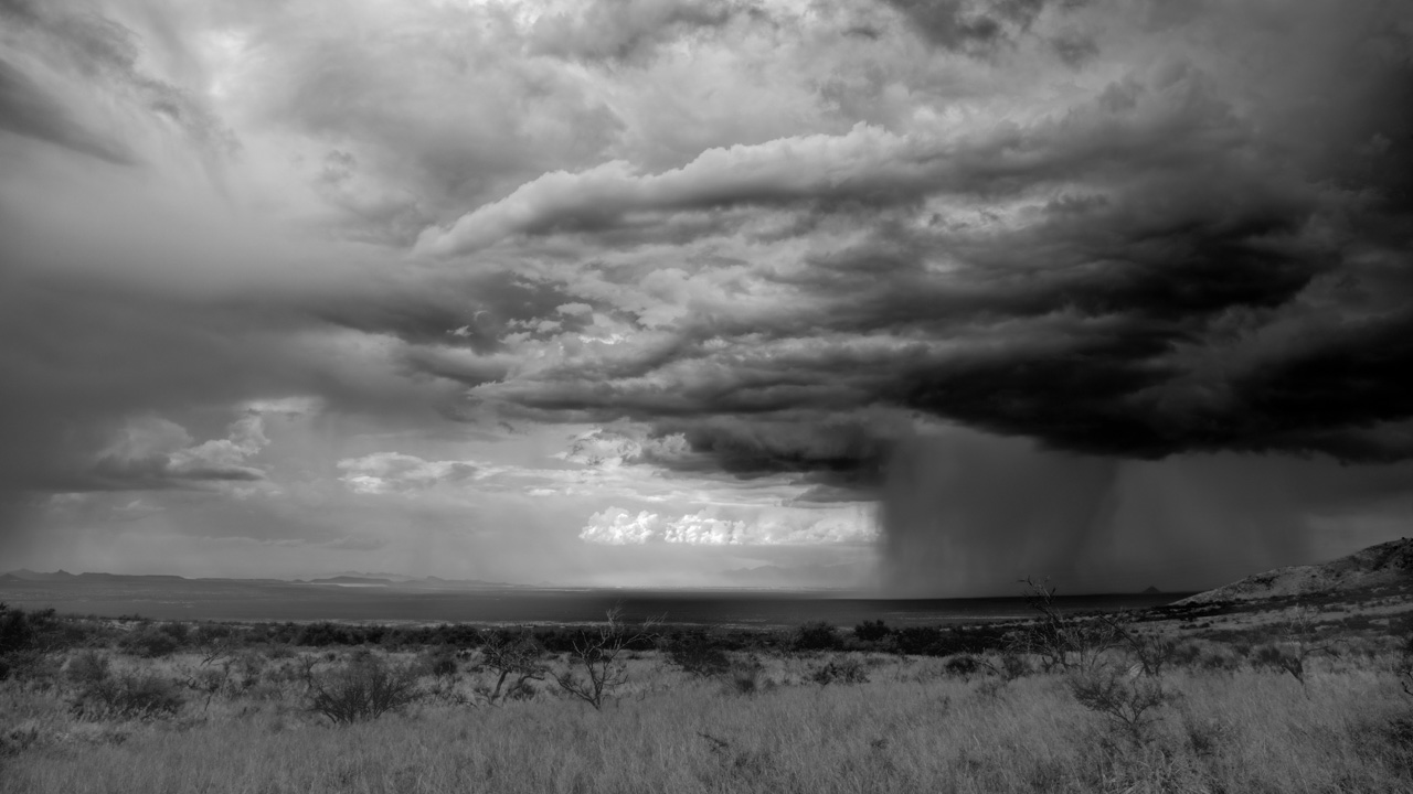 Landscape of Madera Canyon under a big storm.