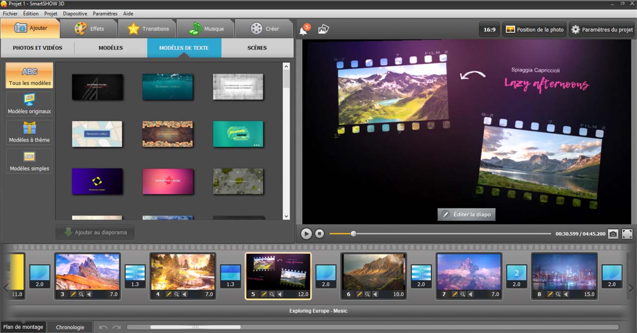 Utiliser le logiciel smartshow 3D pour créer vos diaporamas photo.
