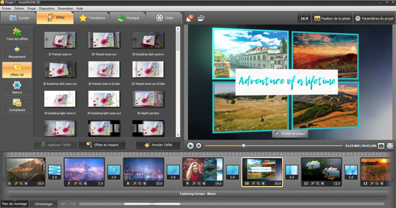 Utiliser le logiciel smartshow 3D pour créer vos diaporamas photo.
