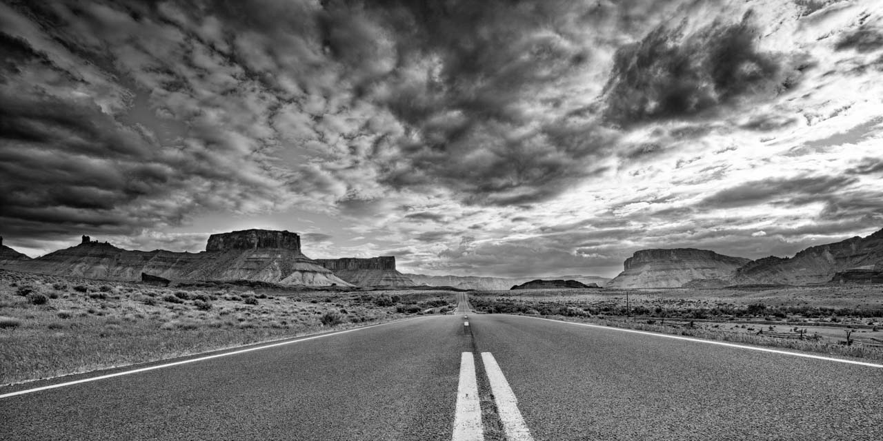 This road which goes down towards Castle Valley, gives depth to the photo.