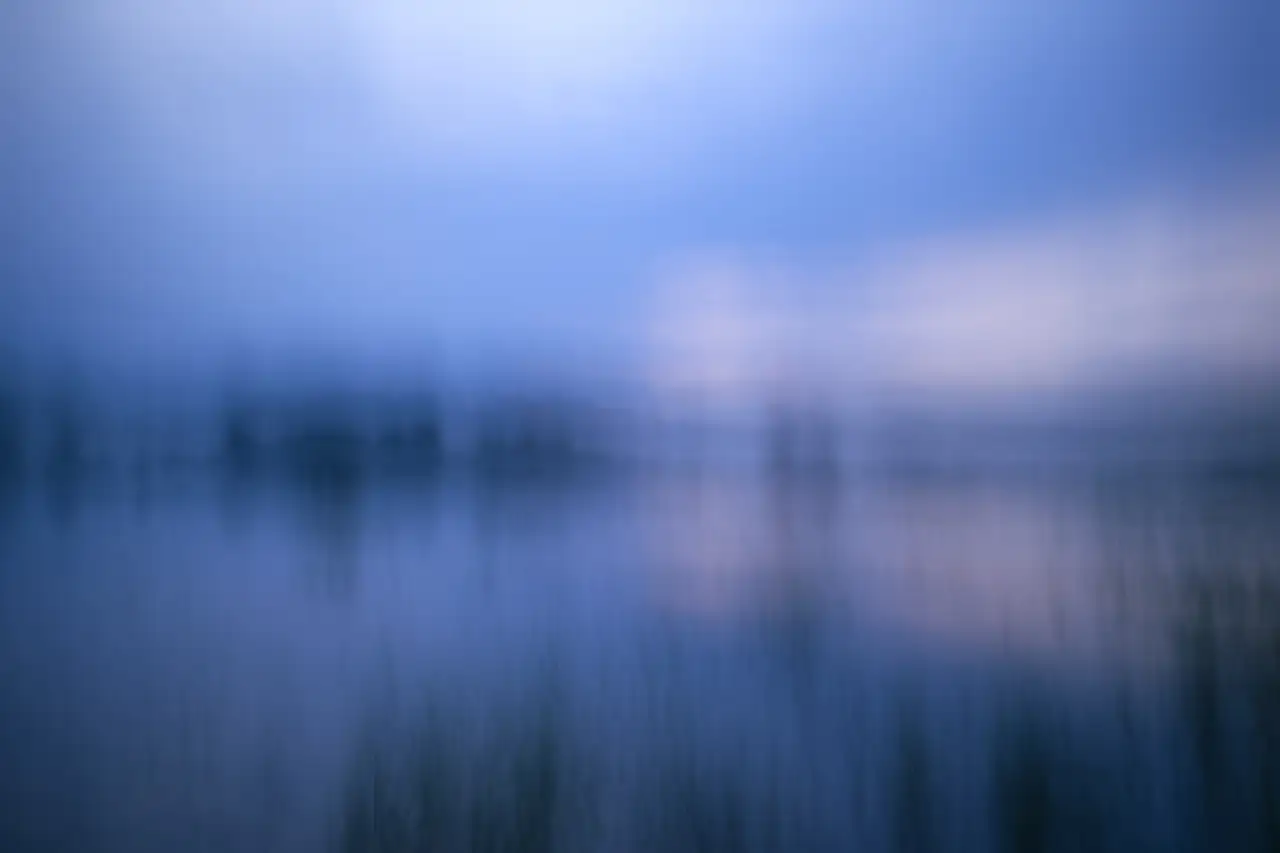 A pond in the Dombes photographed in ICM in the Impression style. Color art photography by Amar Guillen, artist photographer.