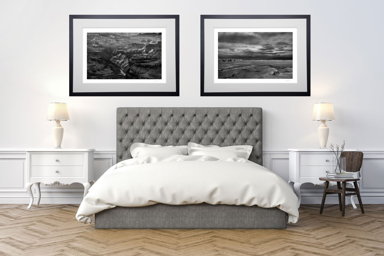 Exemple d'intérieur pour un client avec une photo d'art créé par Amar Guillen. Une photographie de la collection 'Merveilles naturelles du sud ouest des Etats-Unis'.