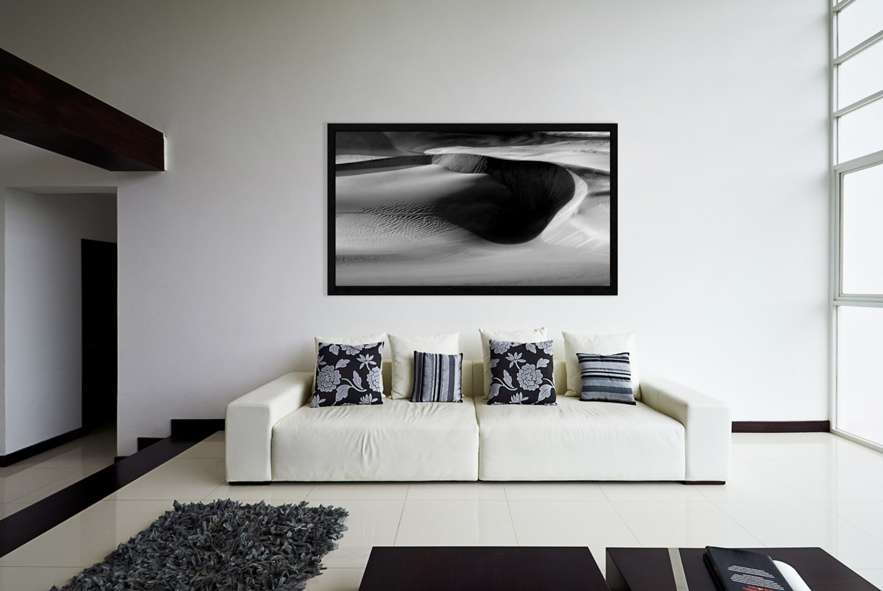 Example of an interior for a client with an art print created by Amar Guillen. A photograph from the 'Death Valley' collection.