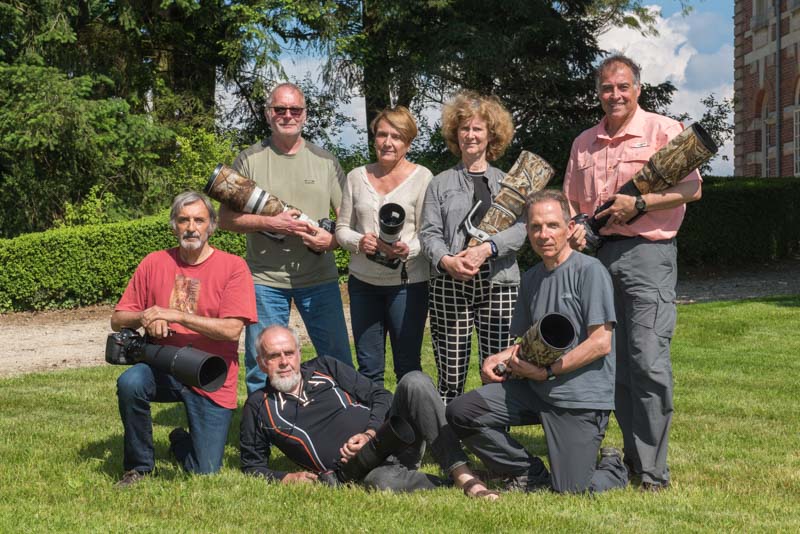 Les participants au stage de photo animalière en affût flottant dans la Dombes en juin 2016