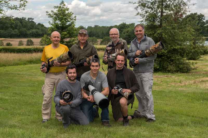 Les participants au stage de photo animalière en affût flottant dans la Dombes en juin 2016