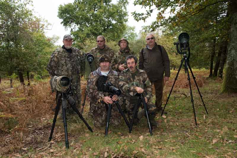 Les participants au voyage de photo animalière consacré au brame du cerf : Daniel, jean, Eric, Philippe, Pascale et Eric.