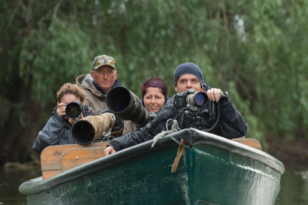 Dans le delta du Danube les photos sont réalisées à partir d'une barque.