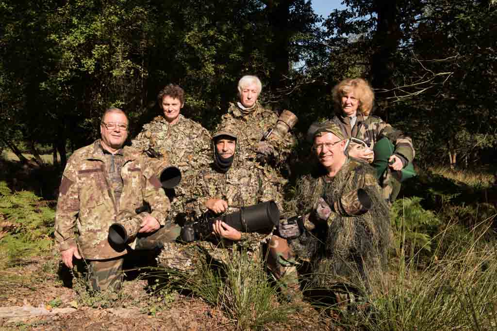 Les participants à ce stage de photo animalière consacré au brame du cerf en octobre 2017 : Jean-Jacques, Patricia, Pascale, Annik, James et Eric.