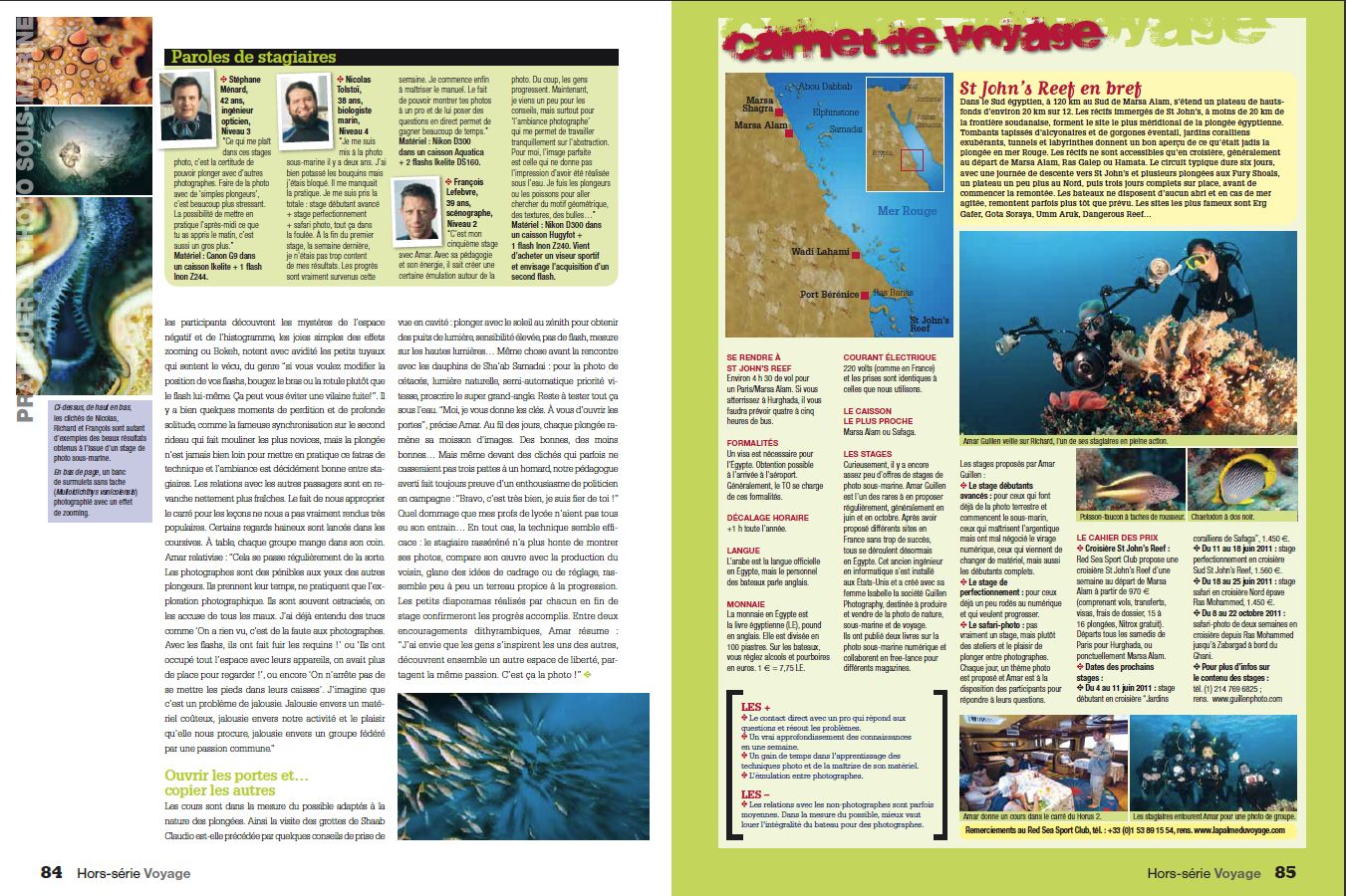 Article paru dans le magazine Plongée Magazine. Il relate le déroulement de nos stages photo sous-marine.
