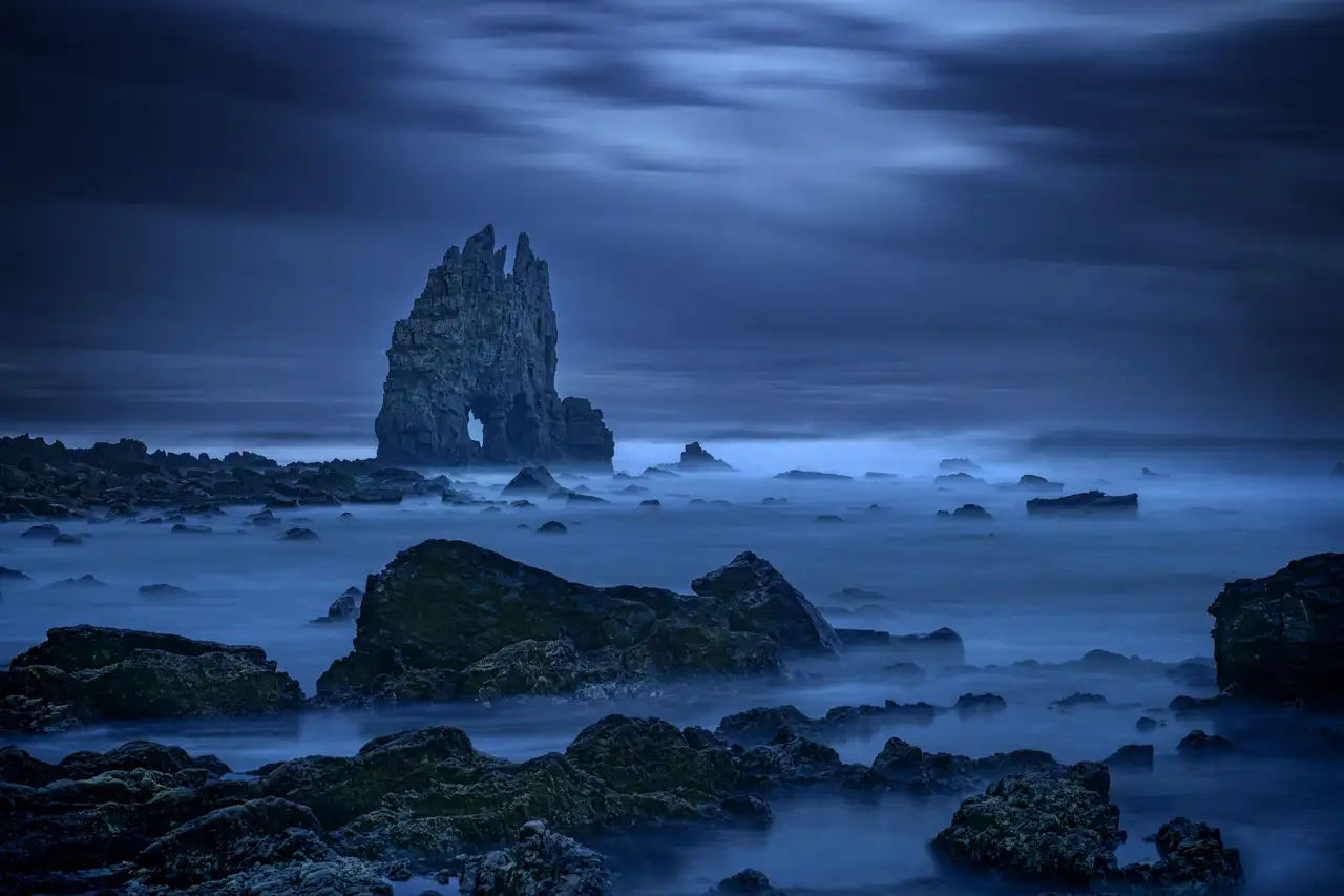 Seascape of Asturias in Spain at Dawn.
