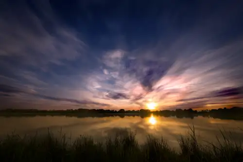 Landscape of a pond of the Dombes in France.