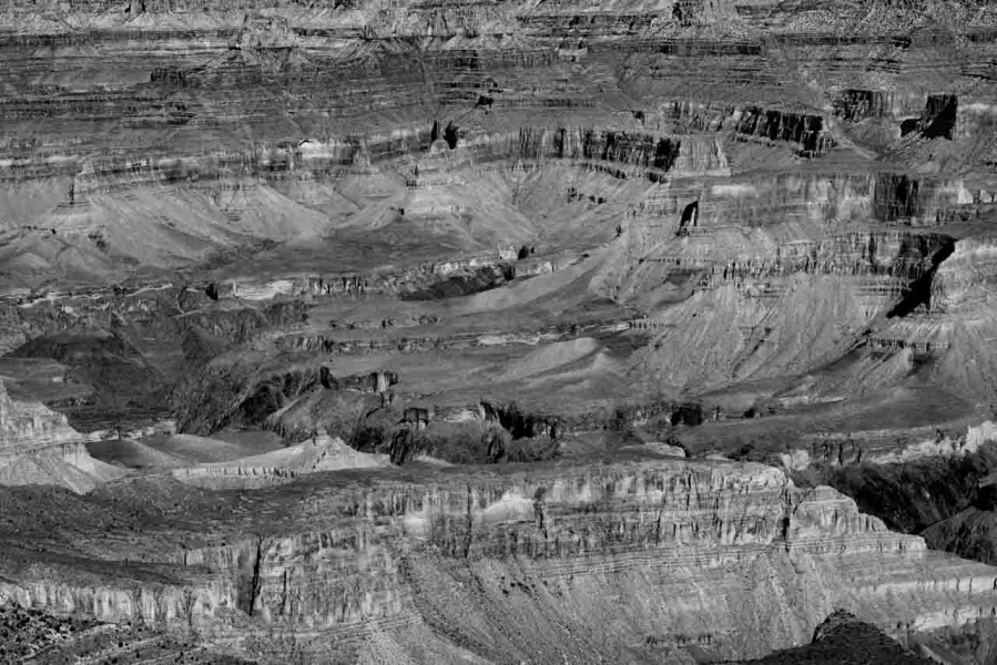 Le Grand Canyon en Arizona aux Etats-Unis en noir et blanc.