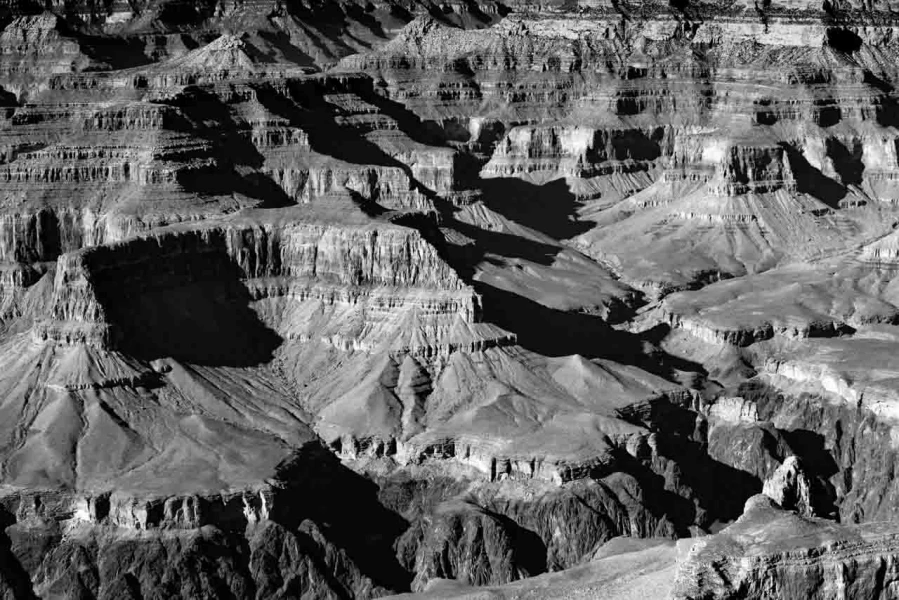 Le Grand Canyon en Arizona aux Etats-Unis en noir et blanc.
