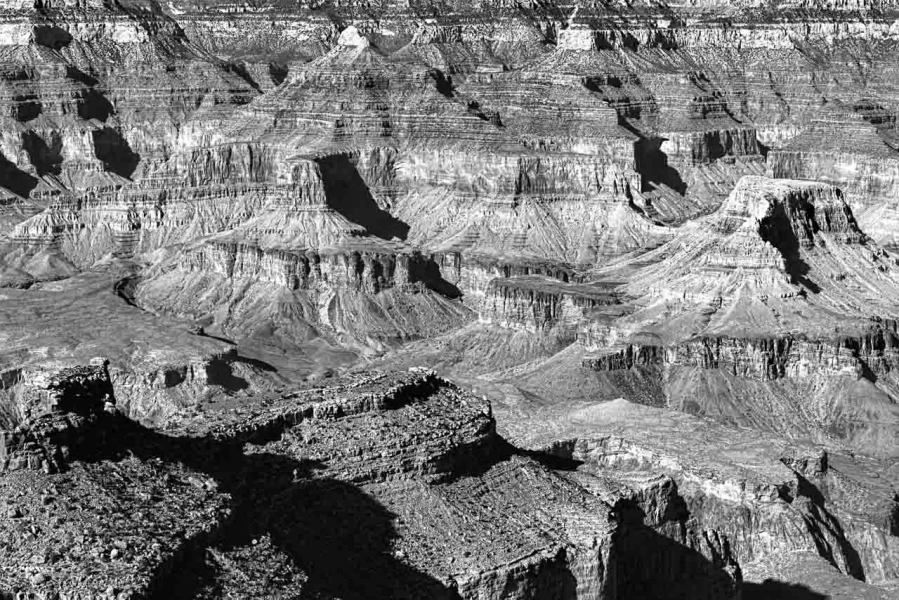Le Grand Canyon en Arizona aux Etats-Unis en noir et blanc.
