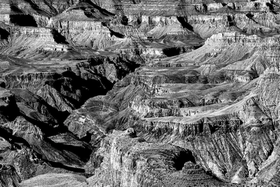 Le Grand Canyon en Arizona aux Etats-Unis en noir et blanc.
