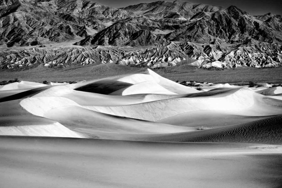 Death Valley in California in United States in black and white