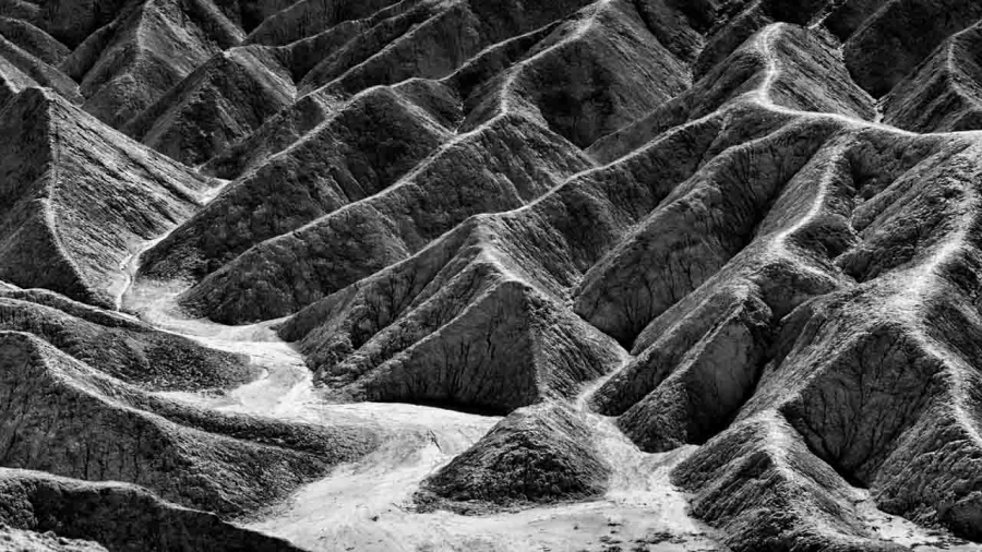 Death Valley in California in United States in black and white