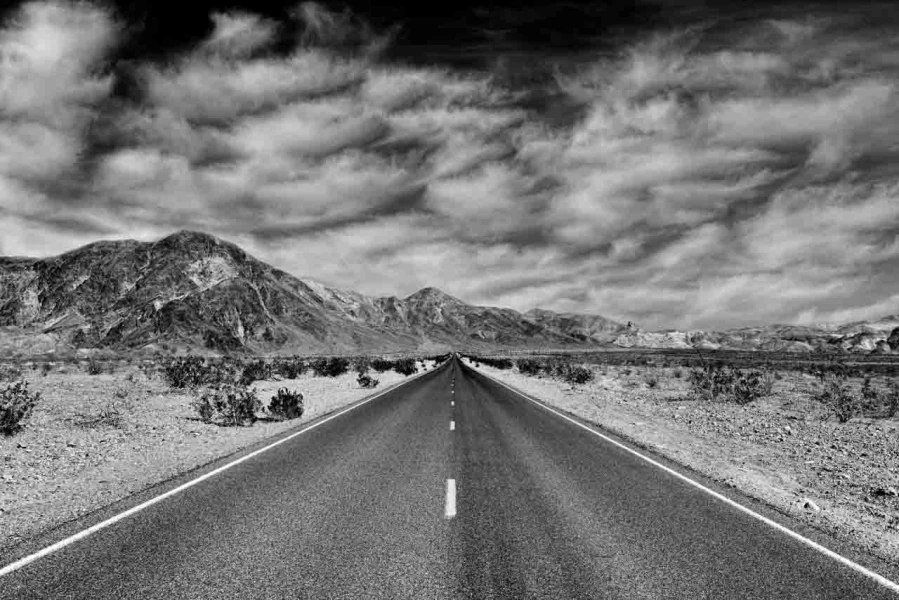 Death Valley in California in United States in black and white