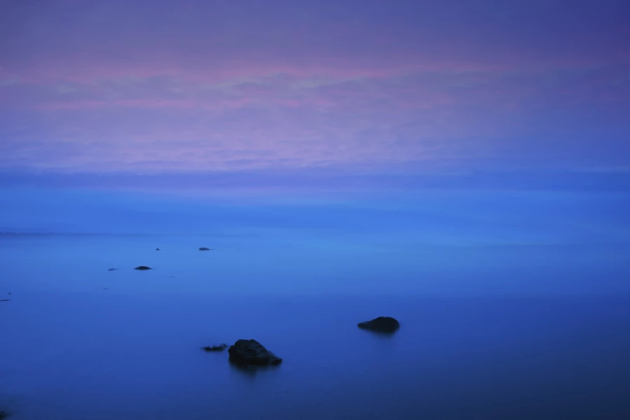 Blue hour at dawn on Yellowstone lake.