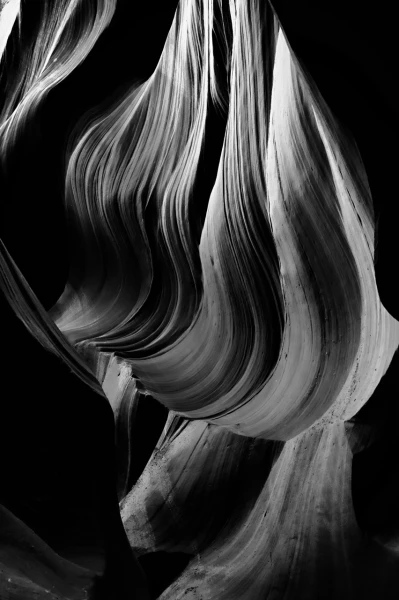 Antelope Canyon en noir et blanc.