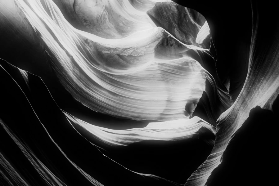 Antelope Canyon in black and white.