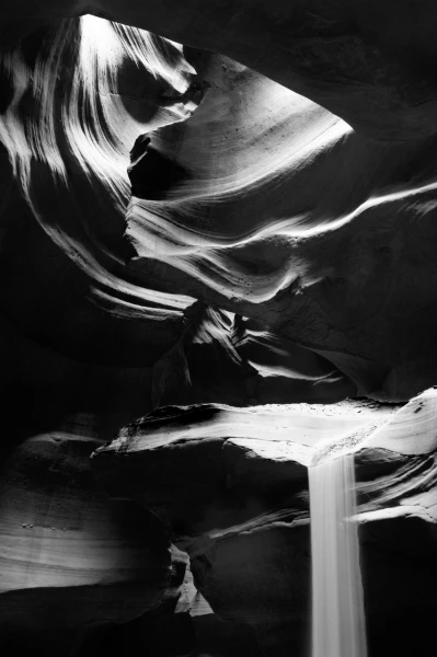 Antelope Canyon en noir et blanc.