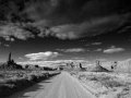 Paysage de Valley of the Gods dans l'Utah en noir et blanc.