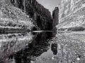 Paysage de Big Bend au Texas en noir et blanc.