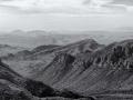 Landscape of Big Bend in Texas in black and white.