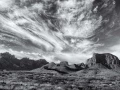 Paysage de Big Bend au Texas en noir et blanc.