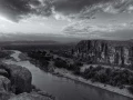 Paysage de Big Bend au Texas en noir et blanc.