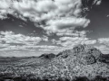 Landscape of Big Bend in Texas in black and white.