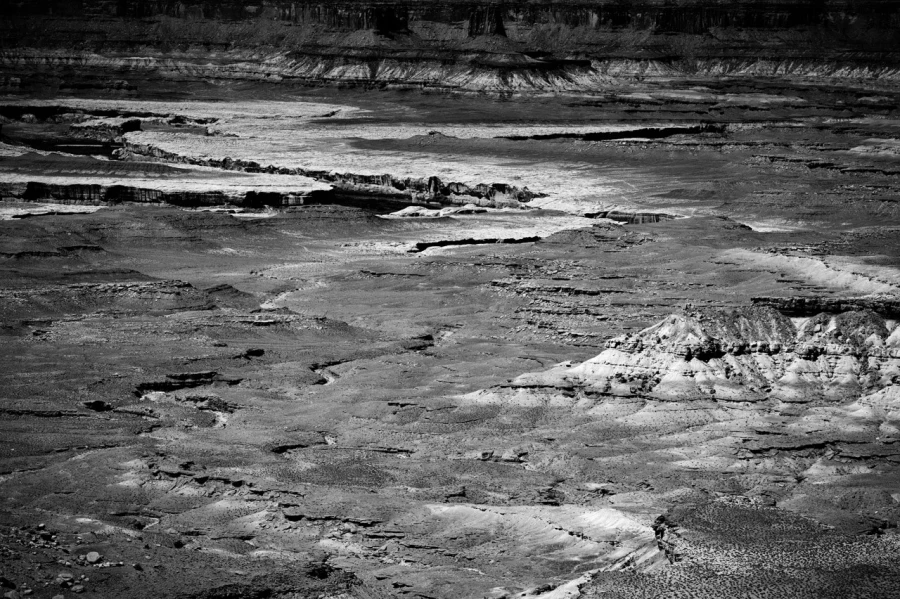 Paysage en noir et blanc de Island in the Sky dans les Canyonlan