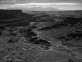 Landscape in black and white of Island in the Sky in the Canyonl