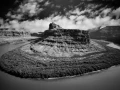 Landscape in black and white of Island in the Sky in the Canyonl