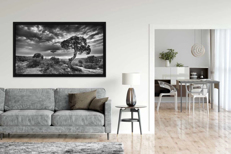 Exemple d'un tirage d'art accroché sur un mur et créé par Ama