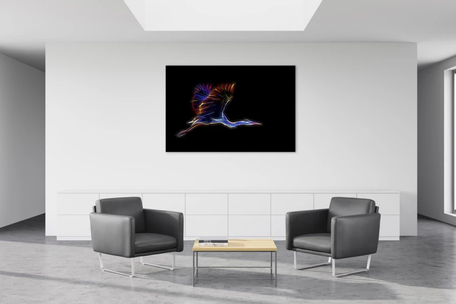 Exemple d'un tirage d'art accroché sur un mur et créé par Ama