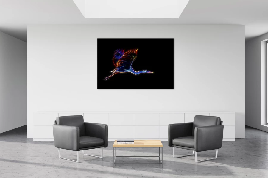 Example of a fine art print hanging on a wall and created by Ama