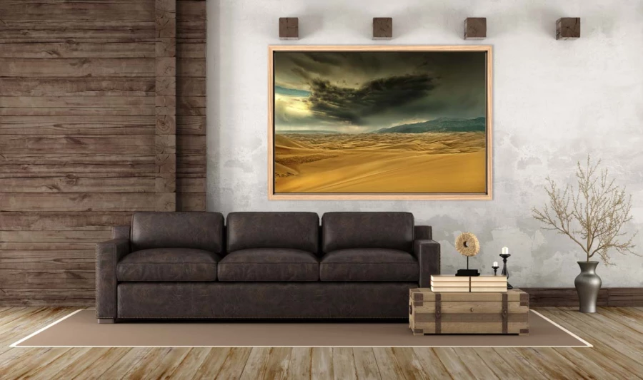 Example of a fine art print hanging on a wall and created by Ama