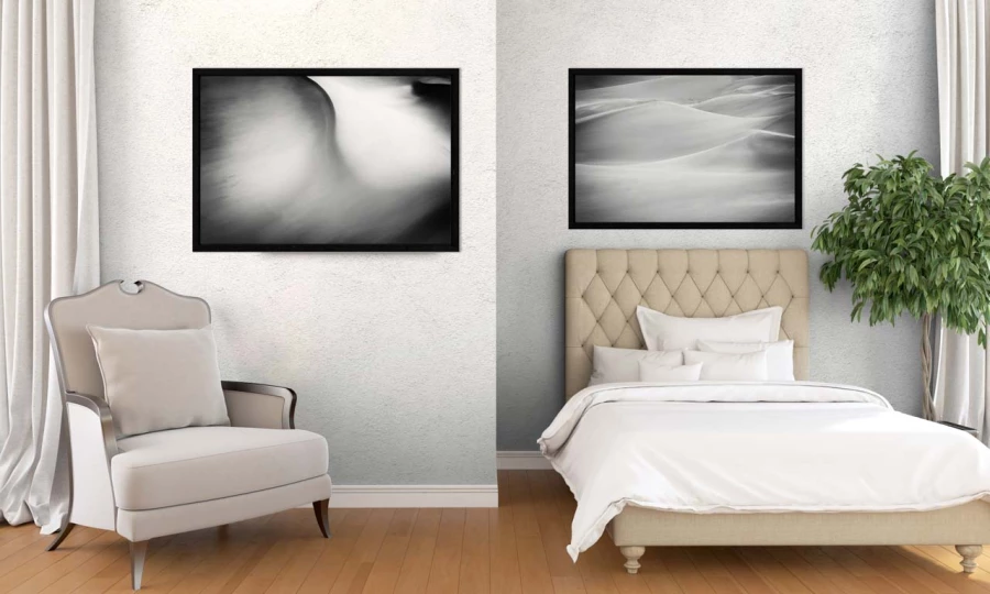 Example of a fine art print hanging on a wall and created by Ama