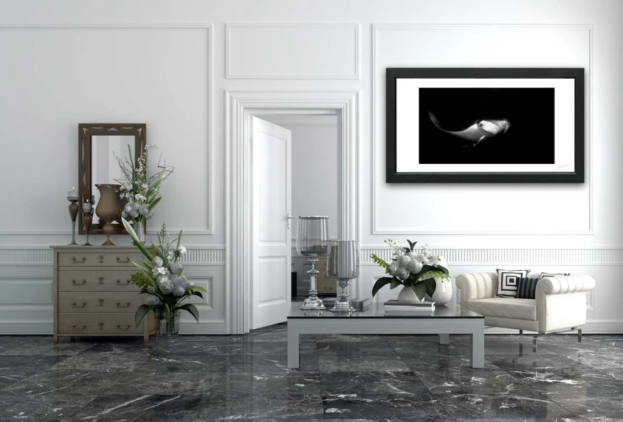 Example of a fine art print hanging on a wall and created by Ama
