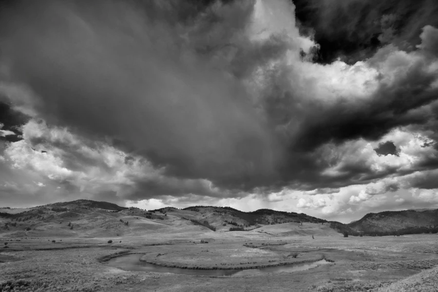 08 paysage du yellowstone en noir et blanc