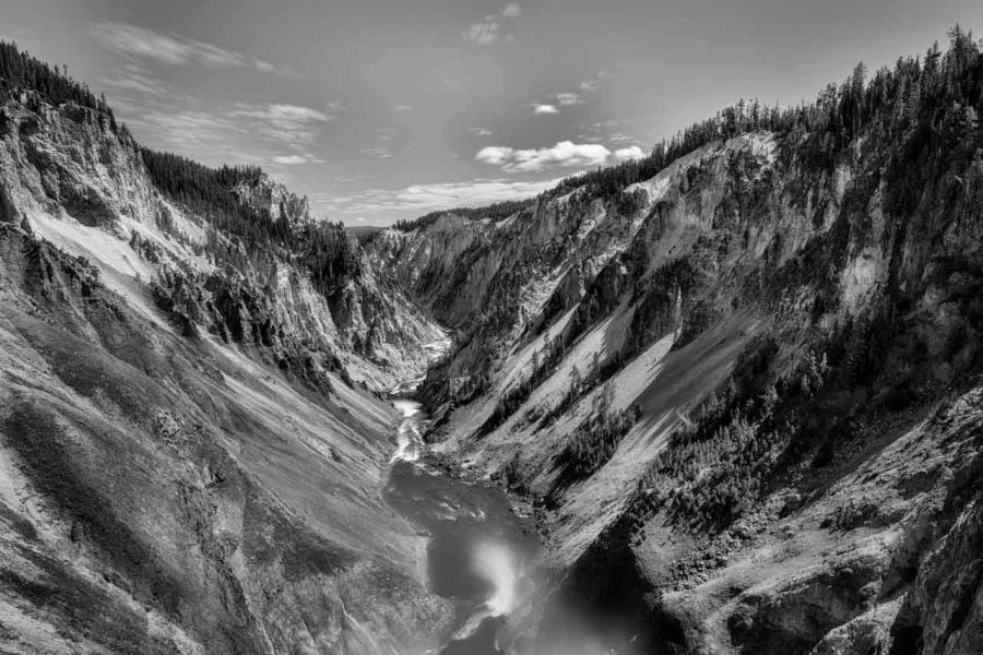 11 paysage du yellowstone en noir et blanc