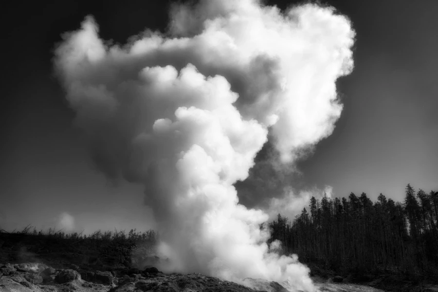 21 paysage du yellowstone en noir et blanc
