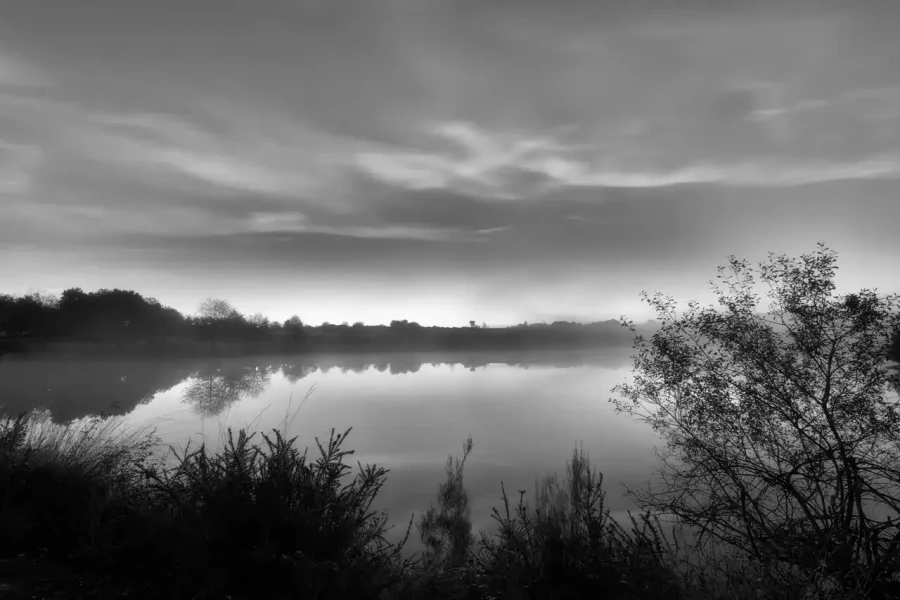 Landscape of Haute-Saintonge in Charente-Maritime in France in black and white