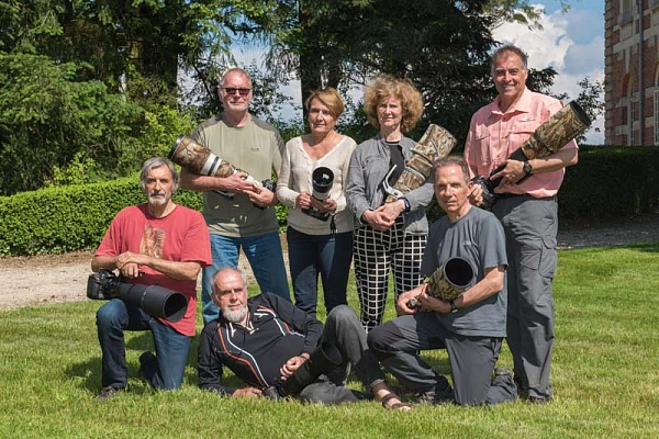 Les participants au stage de photo animalière en affût flottant dans la Dombes en juin 2016