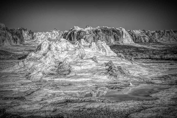 Paysage de Dallol en Ethiopie. Photographie d'art en noir et blanc par Amar Guillen, artiste photographe.