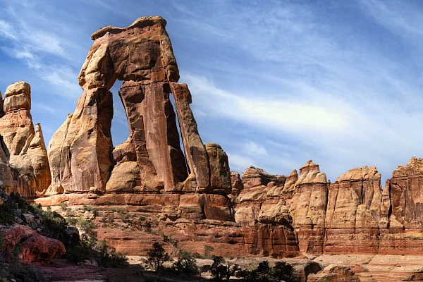Landscape of a Druid Arch in Needles in Canyonlands National Park. Fine art Photograph in color by Amar Guillen, photographer artist.